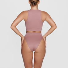 Load image into Gallery viewer, STRETCH RIB HIGH NECK BRA | ROSE CLAY