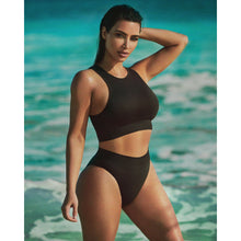 Load image into Gallery viewer, STRETCH RIB HIGH NECK BRA | ROSE CLAY